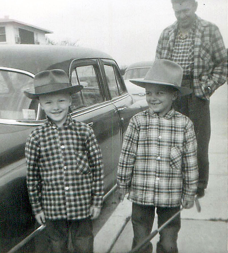  Christmas 1958 - Steve, Tom, and Grandpa Wiebe -Family, .